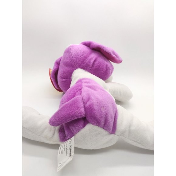 Toy Factory Derpy Dog Stuffed Animal Plush 10in Purple White 2005 - Picture 3 of 5